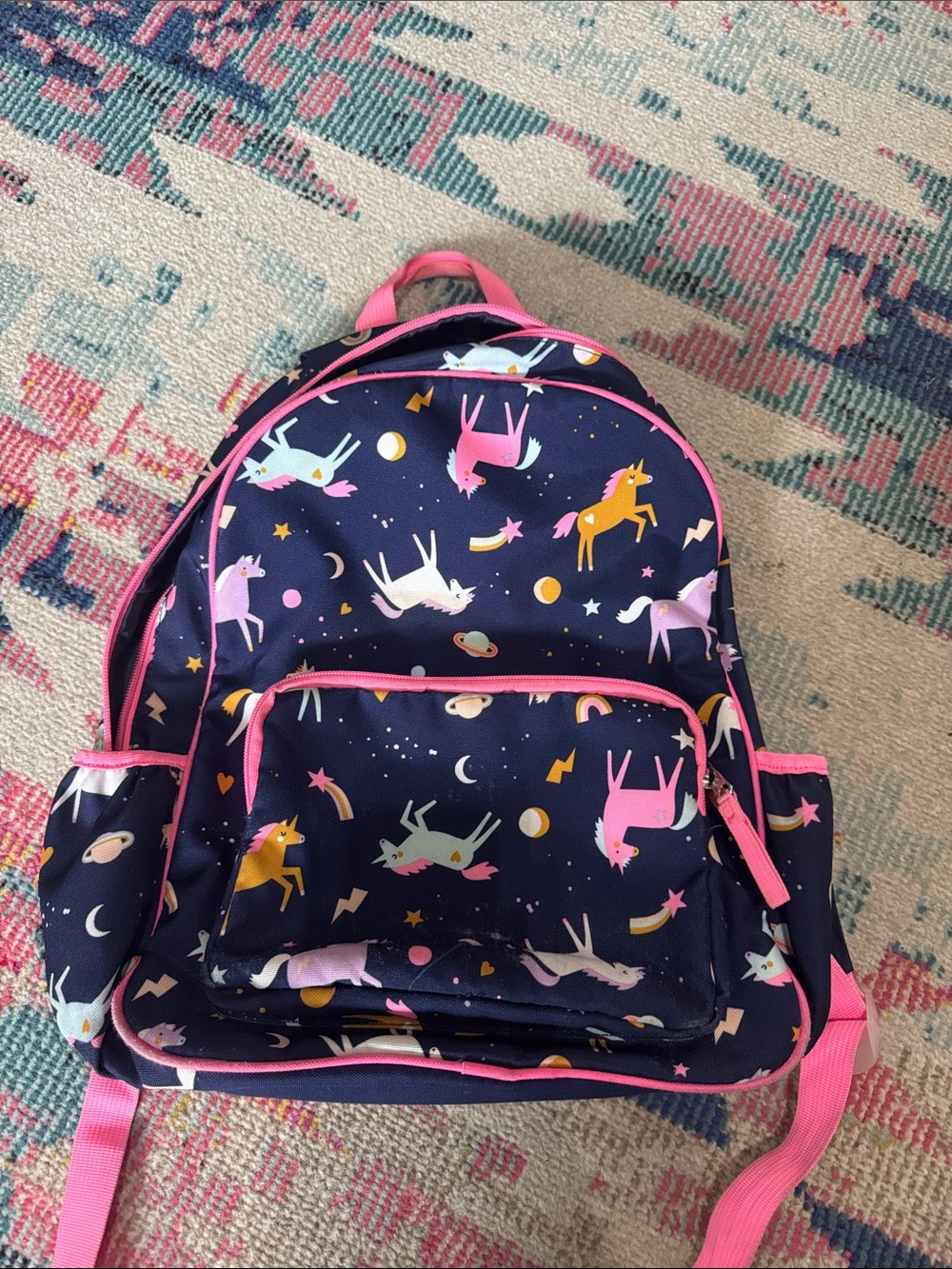 Cat & Jack Navy and Pink Unicorn Kids Backpack